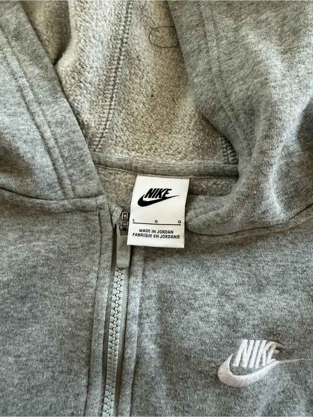 Nike Kids Light Grey Full-Zip Hooded Sweatshirt
